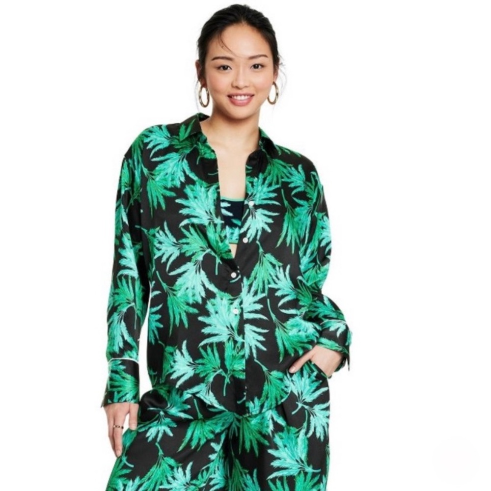 Fe Noel Target Feathered Palm Print Long Sleeve B… - image 5